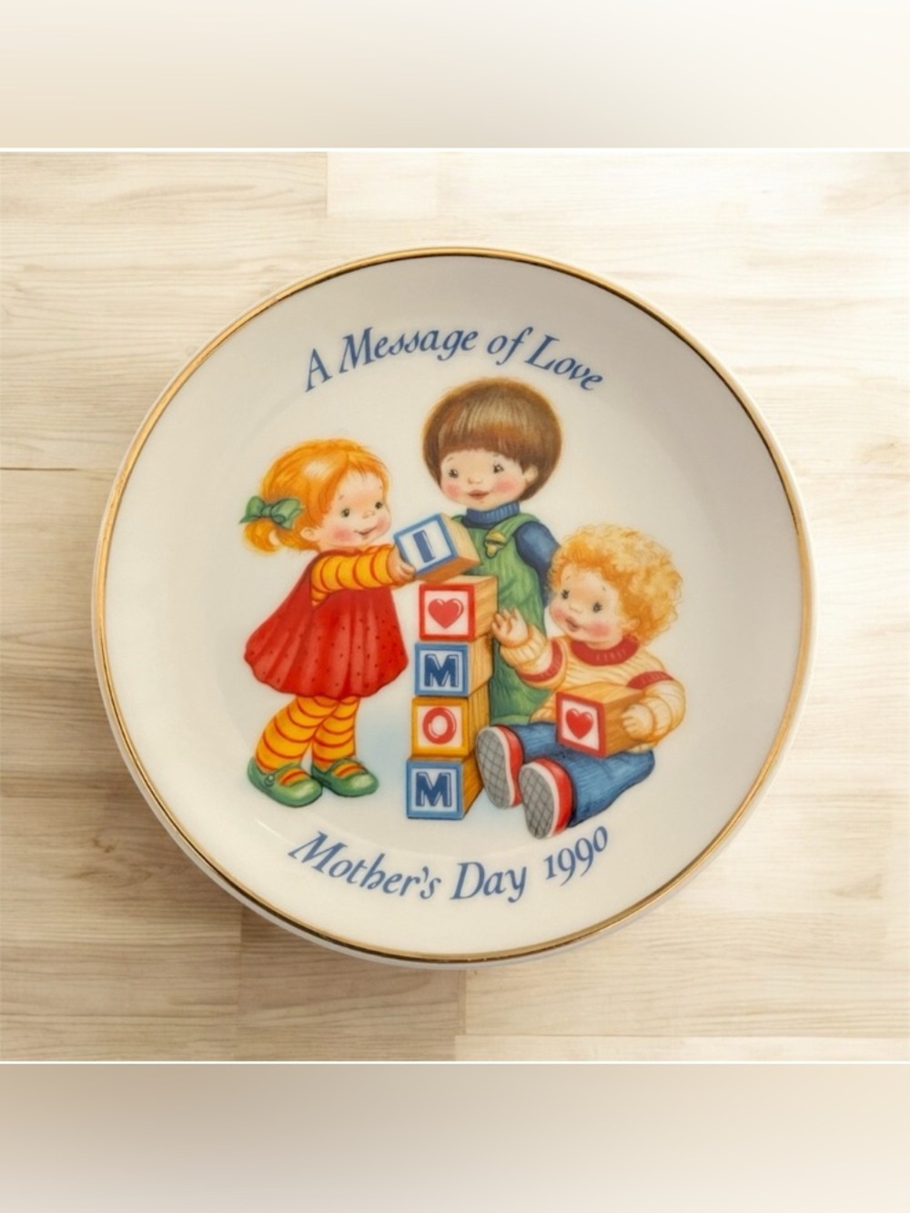 Vintage Avon A Message of Love Mother's Day Plate 1990 I Love Mom Collectible